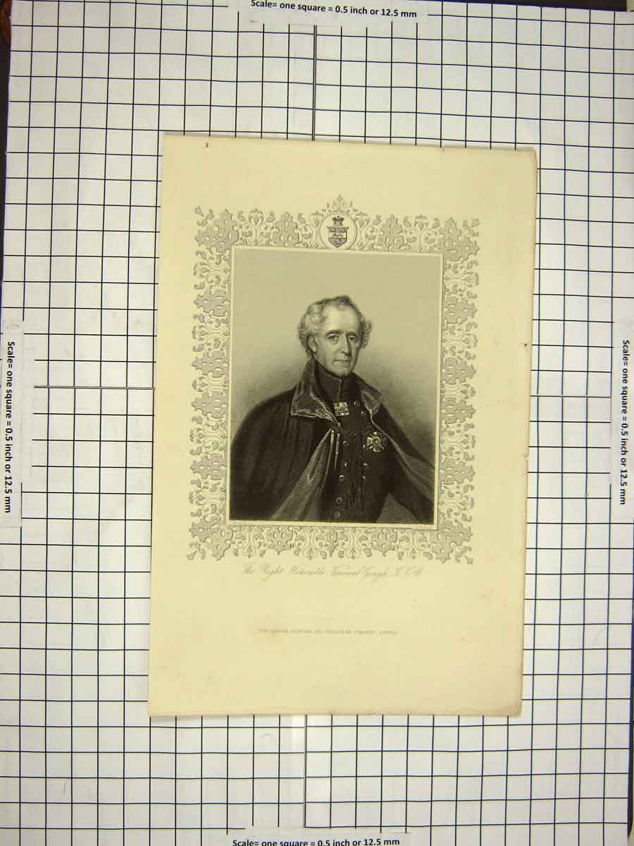 Original Old Antique Print C1790-C1900 Portrait Honorable Viscount Gough 18th