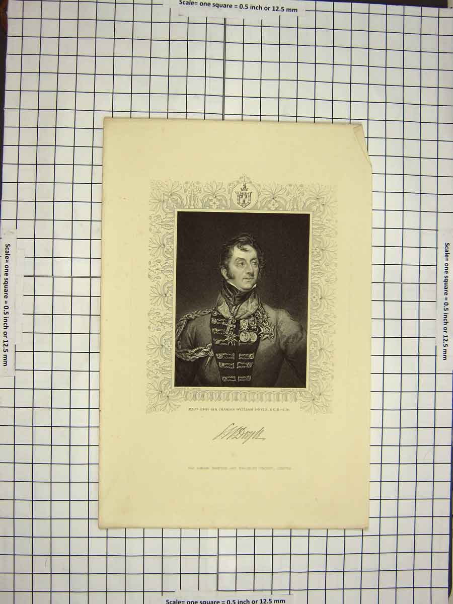 Original Old Antique Print C1790-C1900 Portrait Sir Charles William Doyle 18th