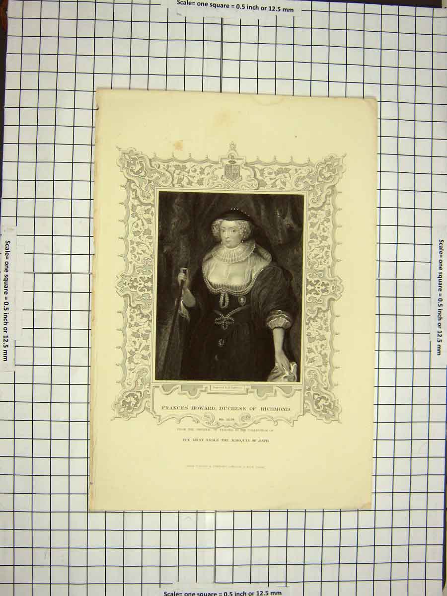 Original Old Antique Print C1790-C1900 Portrait Francis Howard Duchess Richmond
