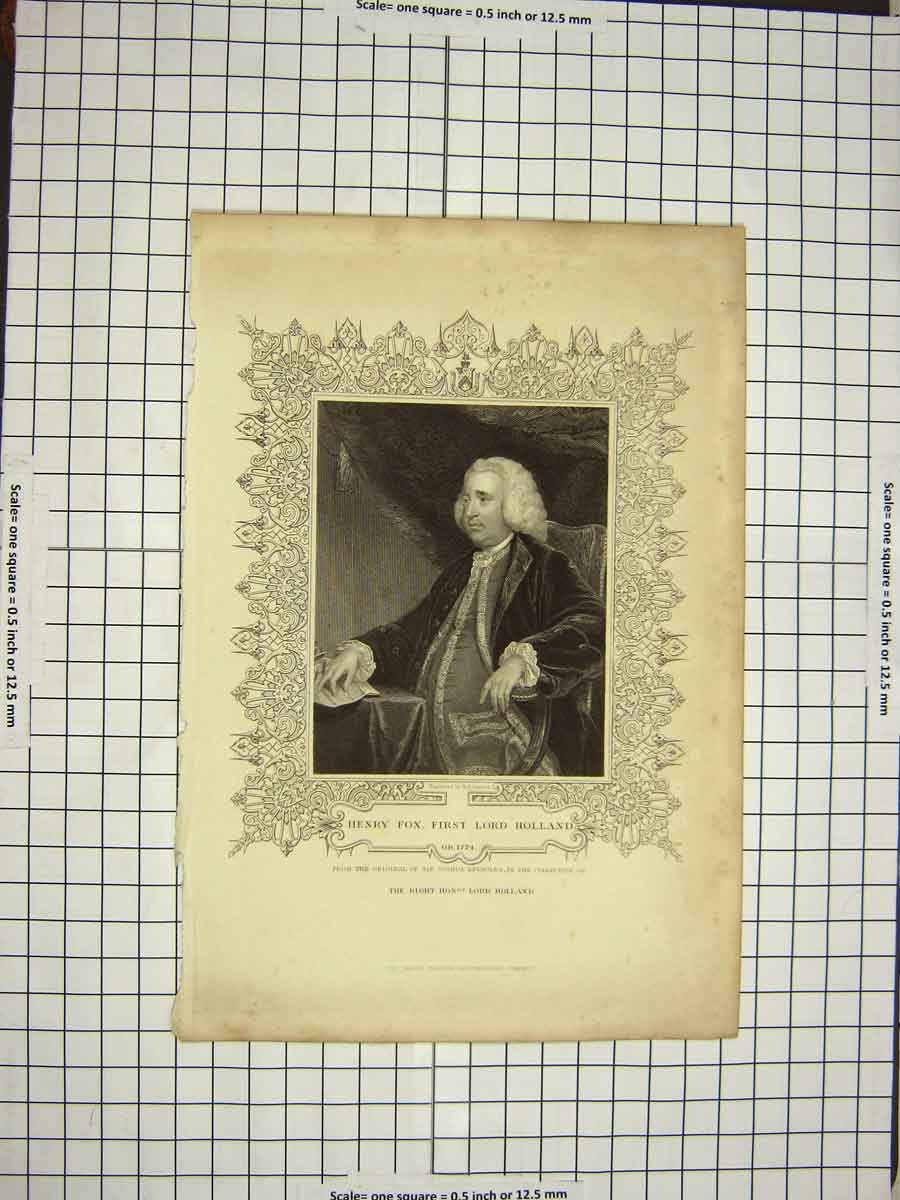 Original Old Antique Print C1790-C1900 Portrait Henry Fox Lord Holland 18th