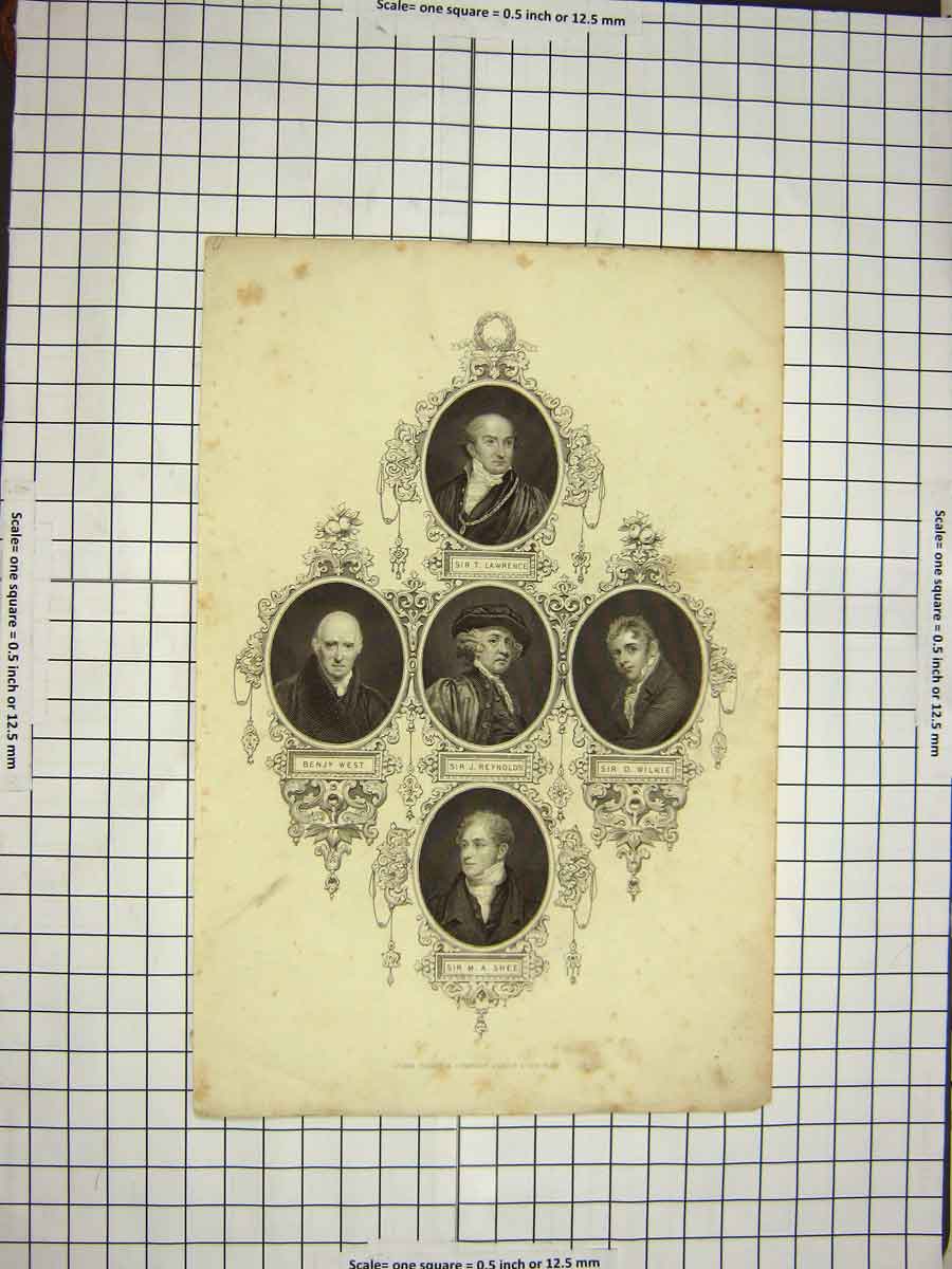 Original Old Antique Print C1790-C1900 Portrait Lawrence Reyns West Wilkie Shee