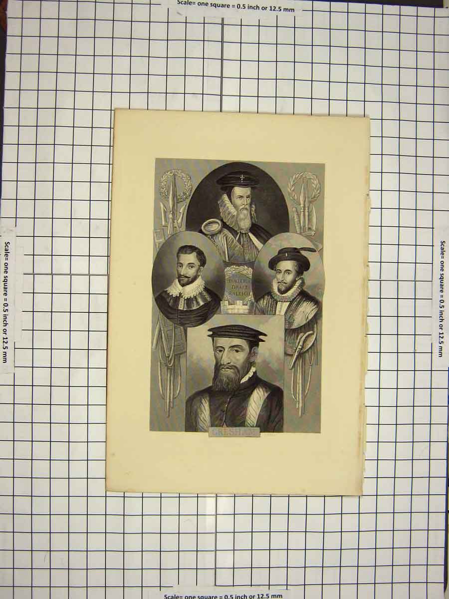 Original Old Antique Print C1790-C1900 Portrait Burleigh Drake Raleigh Gresham