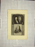 Original Old Antique Print C1790-C1900 Portrait Halifax Somers Marborough 18th