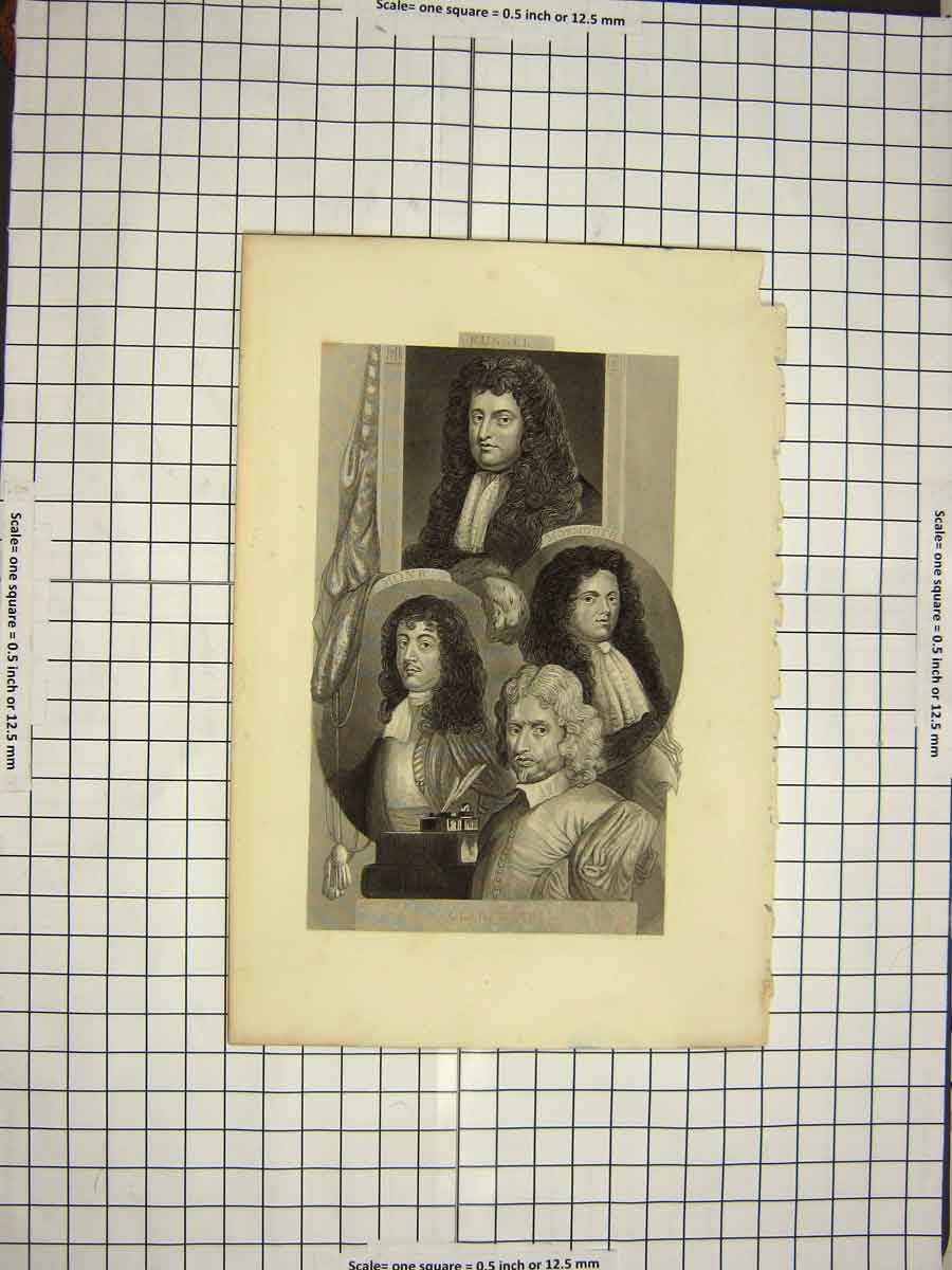 Original Old Antique Print C1790-C1900 Portrait Russel Monk Clarendon Monmouth