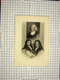 Original Old Antique Print C1790-C1900 Portrait William Temple Christopher Wren