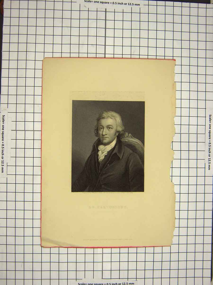 Original Old Antique Print C1790-C1900 Portrait Doctor Cartwright 18th Century
