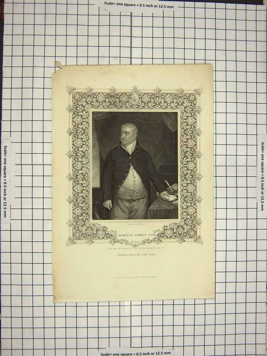 Original Old Antique Print Ref.552 C1790-C1900 Portrait Charles James Fox
