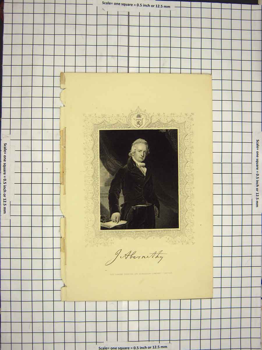 Original Old Antique Print C1790-C1900 Portrait Abernethy Engraving 18th