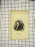 Original Old Antique Print C1790-C1900 Portrait Man Engraving Finden Watts 18th