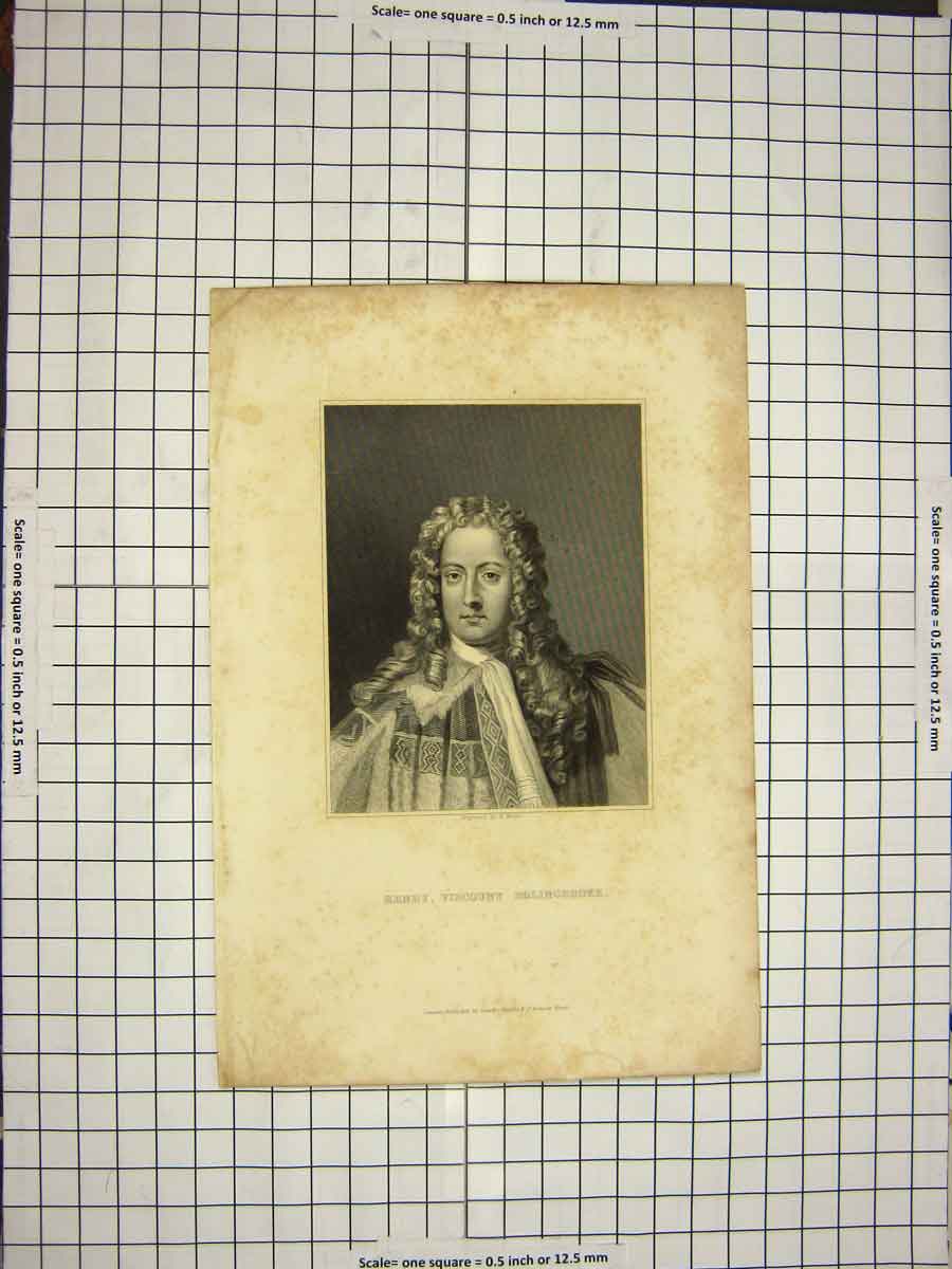 Original Old Antique Print C1790-C1900 Portrait Henry Viscount Bolingbrooke