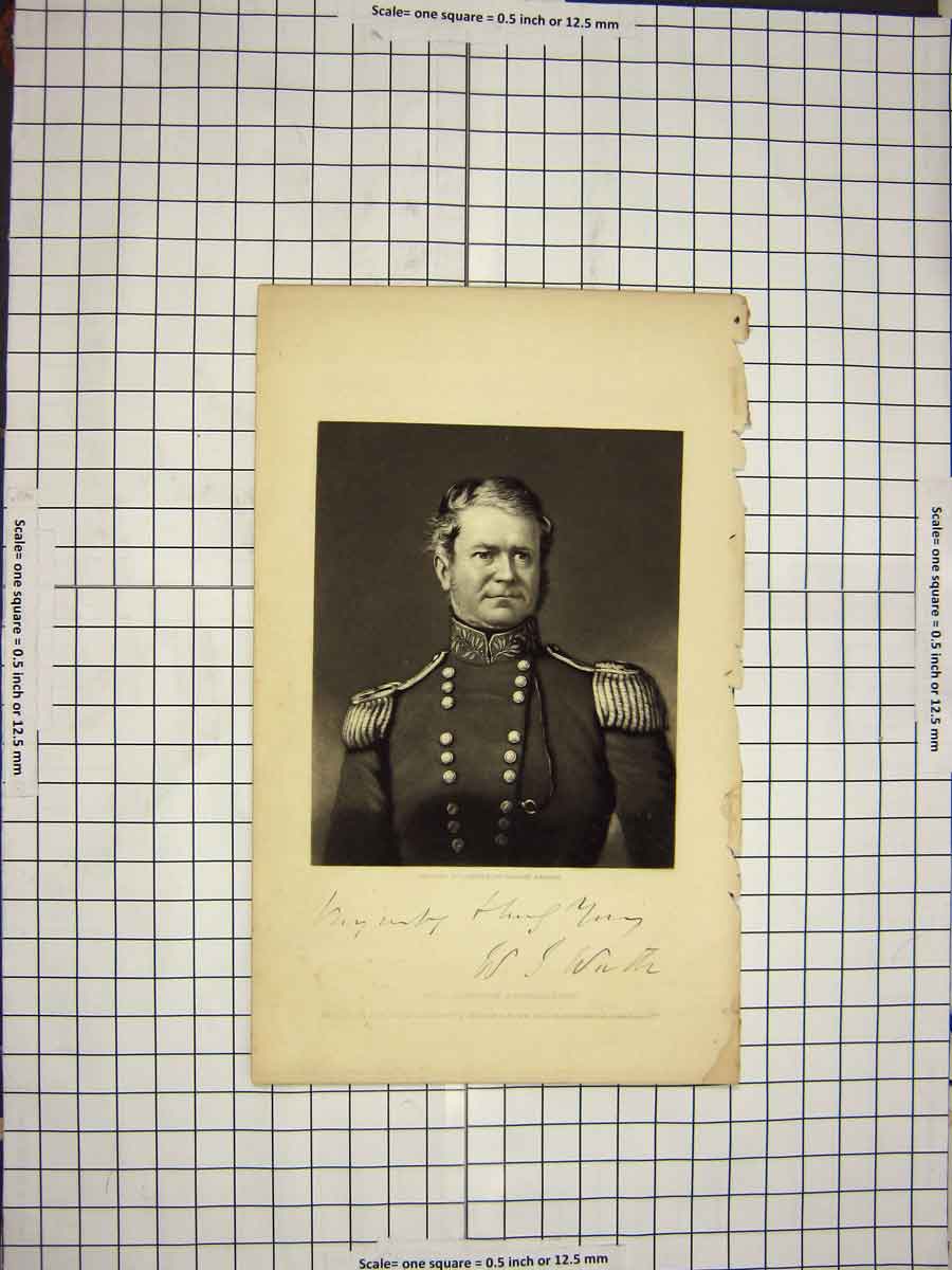 Original Old Antique Print C1790-C1900 Portrait Worth War Engraving 18th