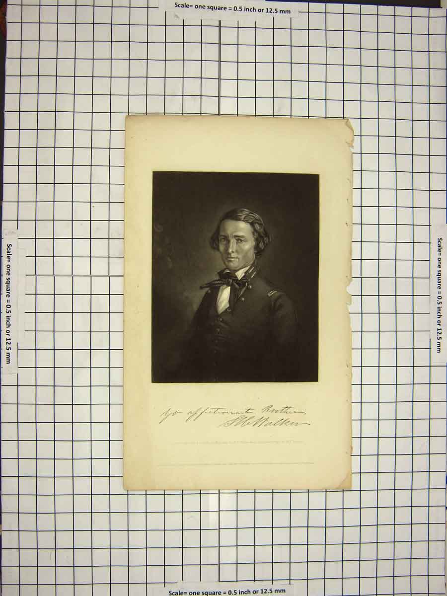 Original Old Antique Print Ref.550 C1790-C1900 Portrait Walker Engraving Walter