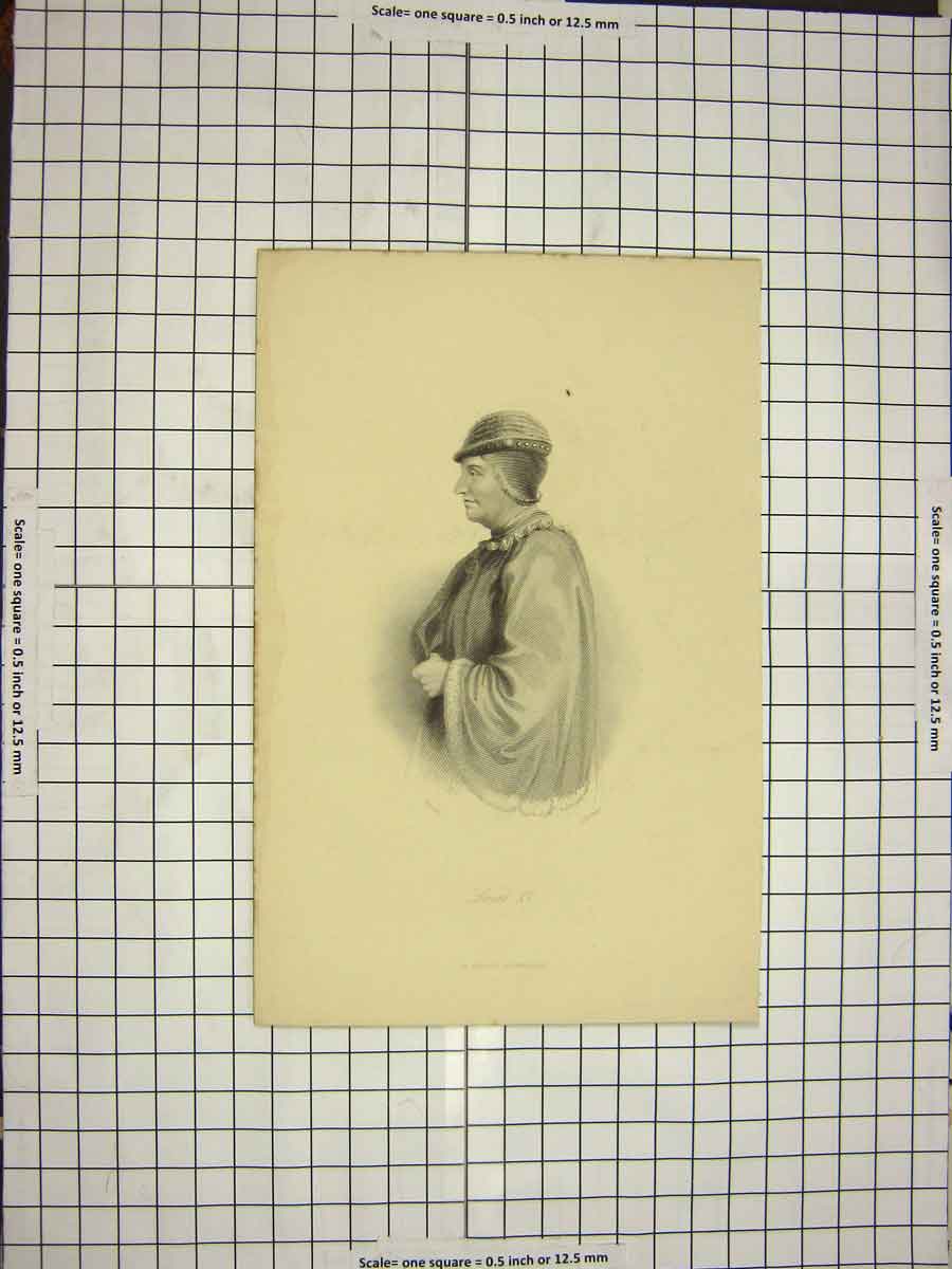 Original Old Antique Print C1790-C1900 Portrait Louis Xi Cadell Edinburgh 18th