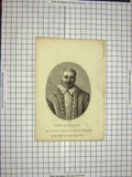 Original Old Antique Print C1790-C1900 Portrait John Combe Alabaster 18th