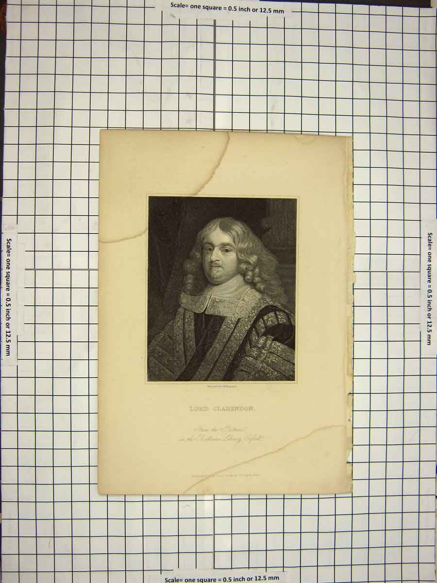 Original Old Antique Print C1790-C1900 Portrait Lord Clarendon Wagstaff 18th