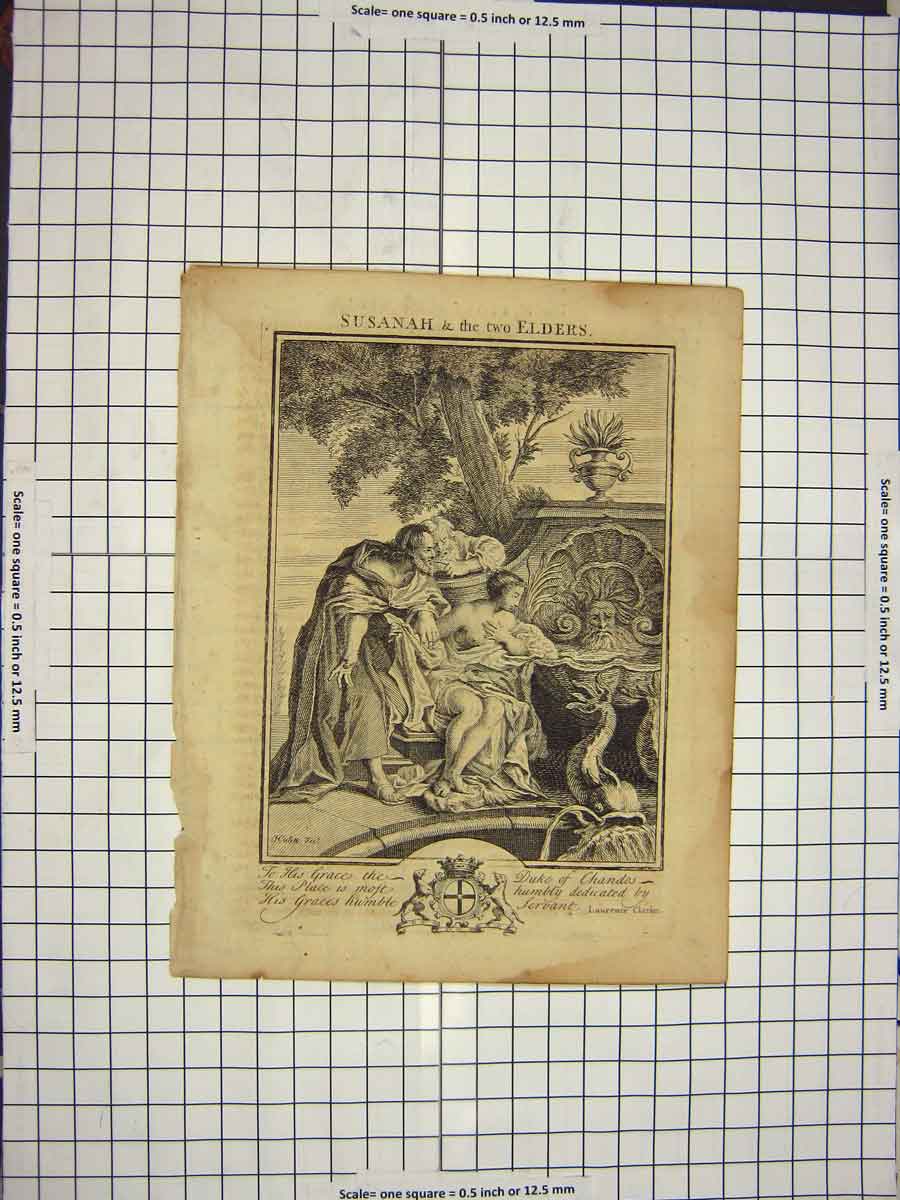 Original Old Antique Print C1790-C1900 Scene Susanah Elders Religion 18th