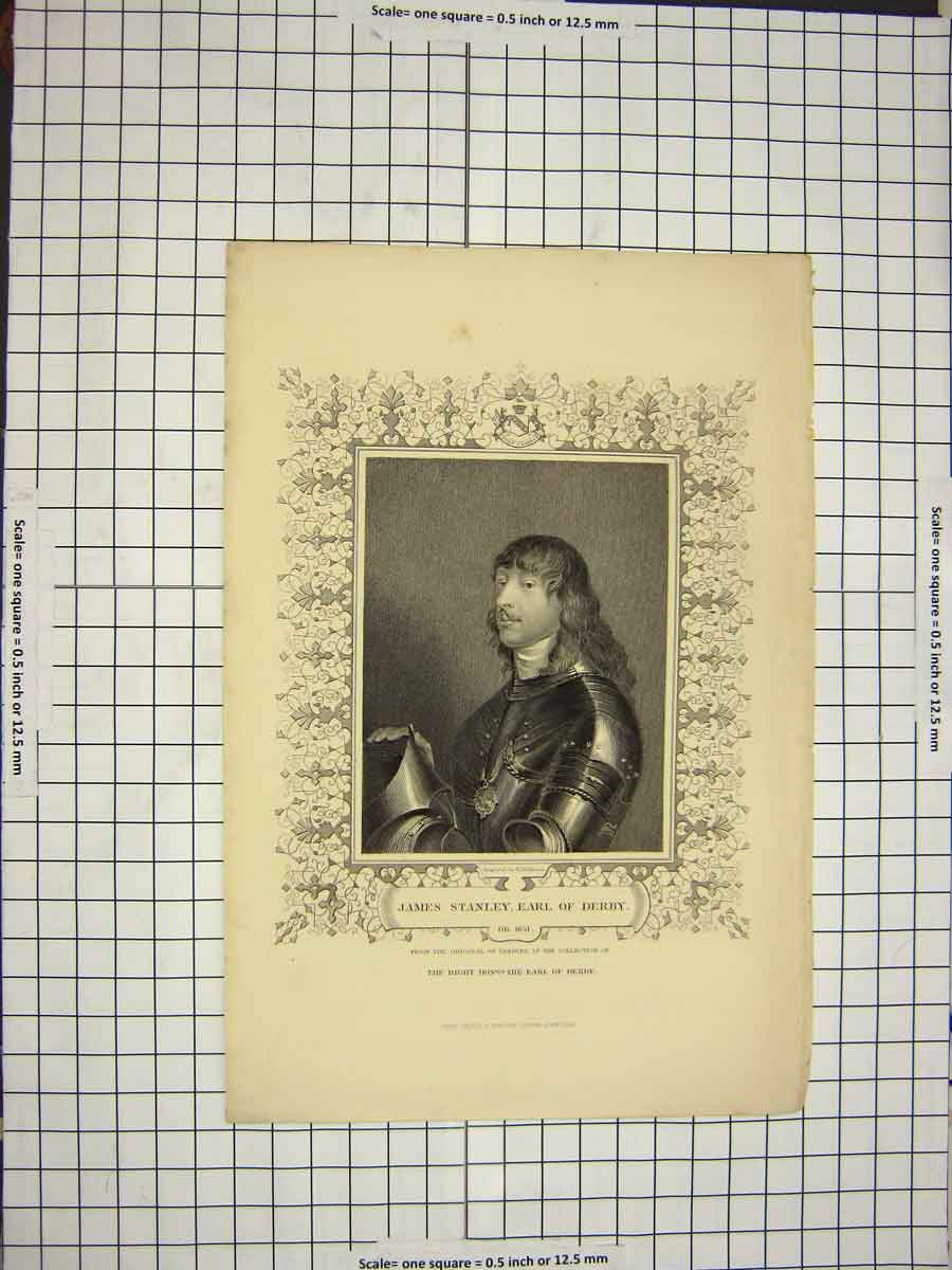 Original Old Antique Print C1790-C1900 Portrait James Stanley Earl Derby 18th