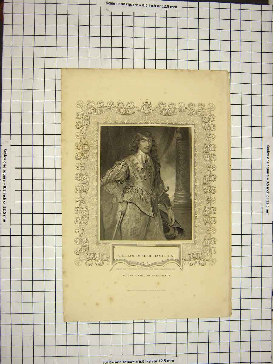 Original Old Antique Print C1790-C1900 Portrait William Duke Hamilton 18th
