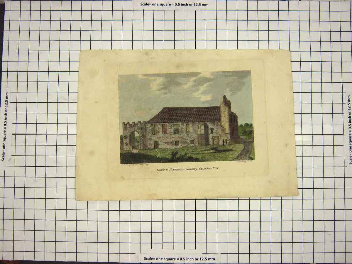 Original Old Antique Print 1787 Chapel St. Augustin'S Monastery Canterbury Kent