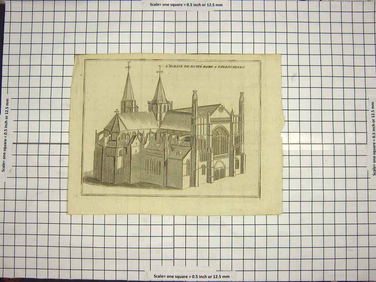 Original Old Antique Print C1790-C1900 Notre Dame Cathedral France Architecture
