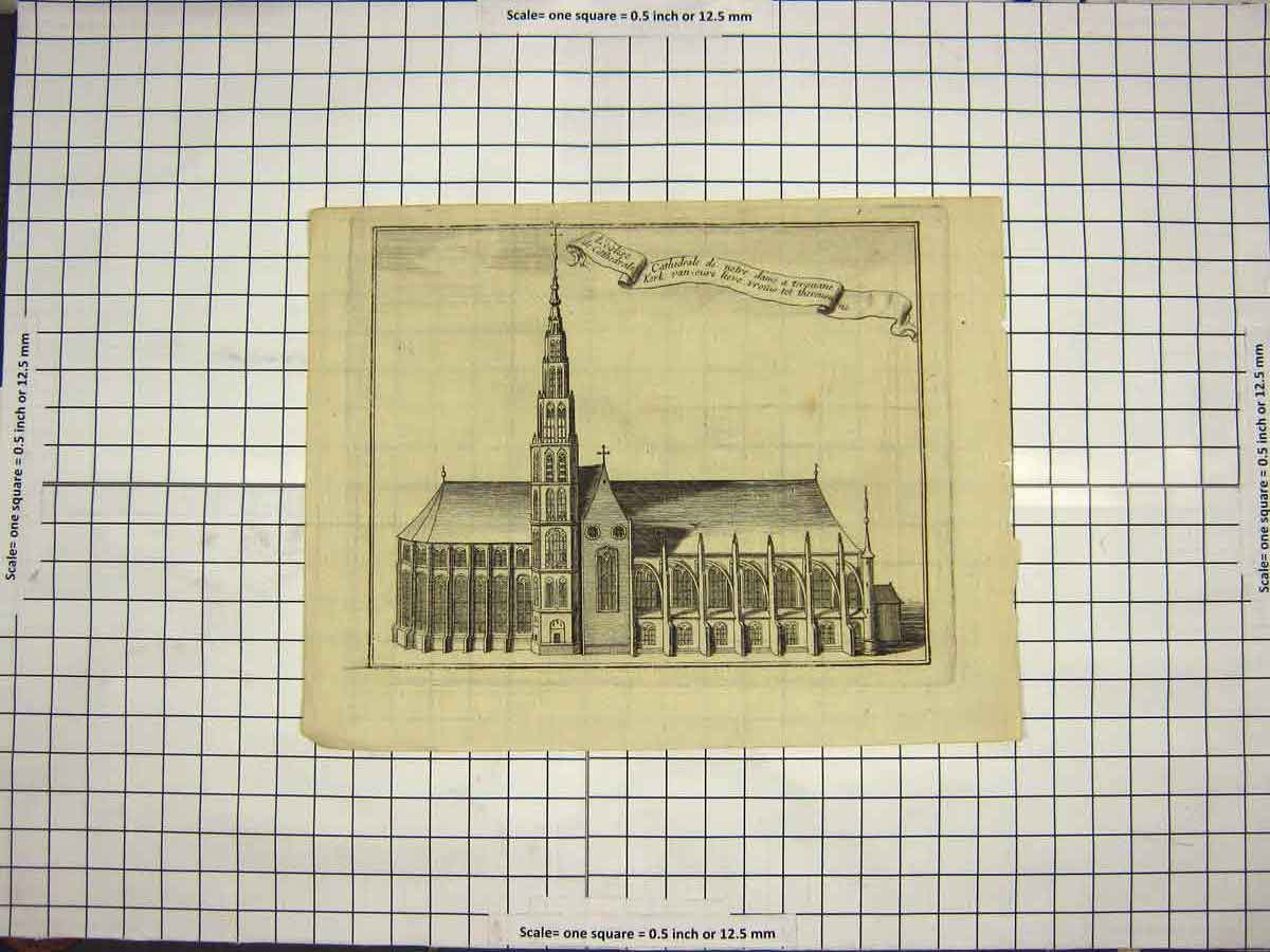 Original Old Antique Print C1790-C1900 Cathedral Notre Dame France Architecture