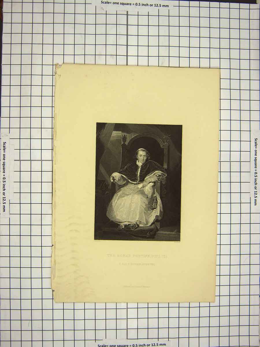 Original Old Antique Print Ref.566 C1790-C1900 Portrait Roman Pontiff Pius Pope