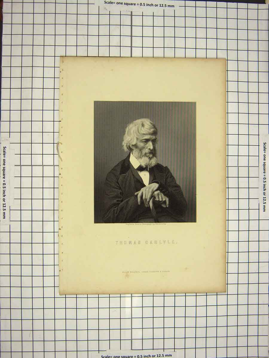 Original Old Antique Print C1790-C1900 Portrait Thomas Carlyle Engraving 18th