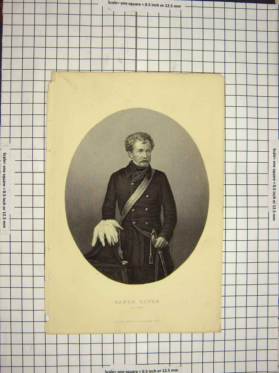 Original Old Antique Print C1790-C1900 Portrait Baron Clyde Engraving 18th