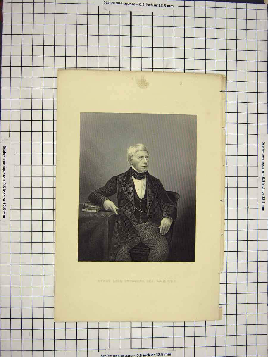 Original Old Antique Print C1790-C1900 Portrait Henry Lord Brougham D.C.I. 18th