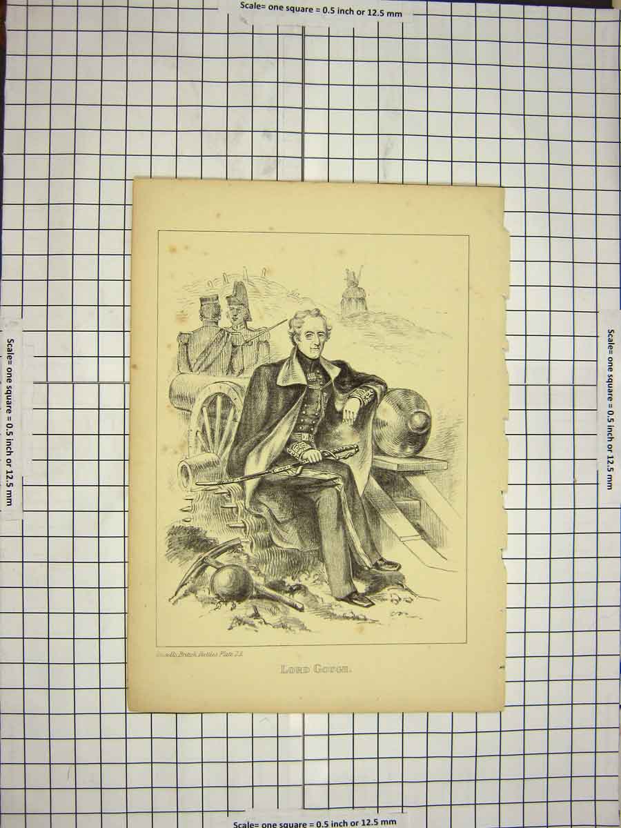 Original Old Antique Print C1790-C1900 Portrait Lord Gough British War 18th
