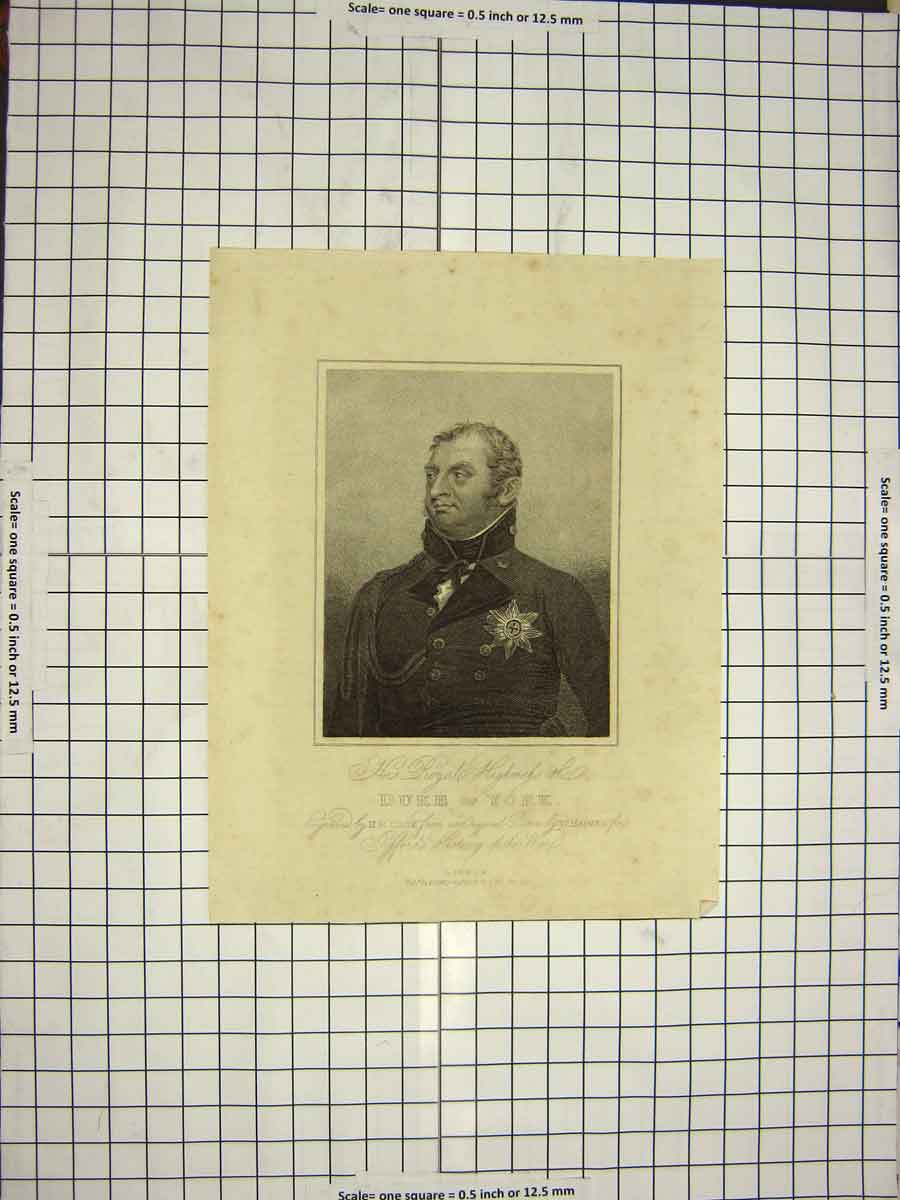 Original Old Antique Print C1790-C1900 Portrait Royal Highness Duke York 18th