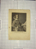 Original Old Antique Print C1790-C1900 Portrait Sir Nathaniel Bacon 18th