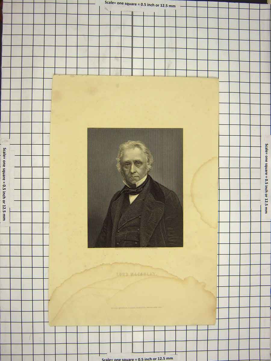 Original Old Antique Print Ref.561 C1790-C1900 Portrait Lord Macaulay Engraving