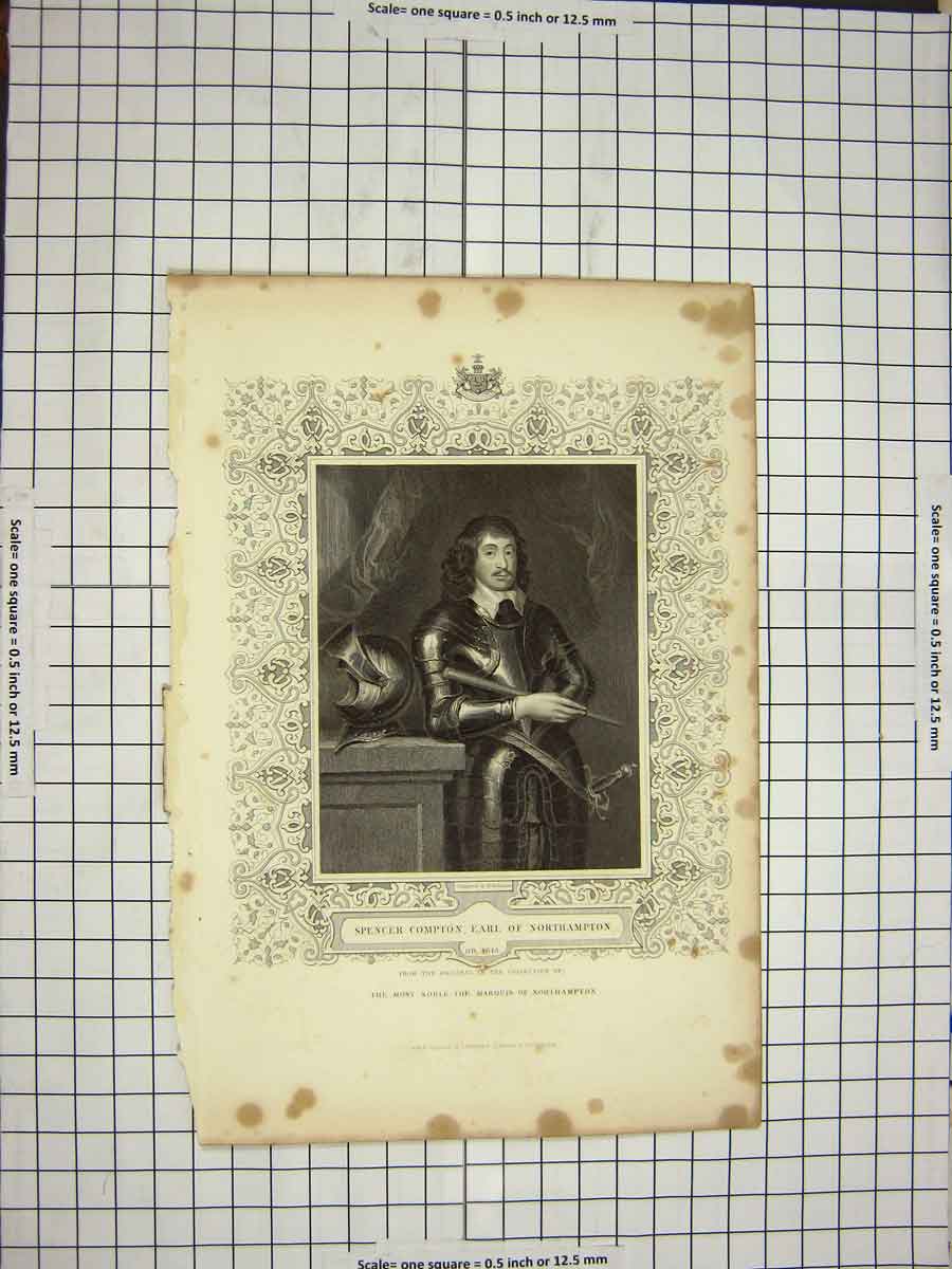 Old Antique Print C1790-C1900 Portrait Spencer Compton Earl Northampton 18th