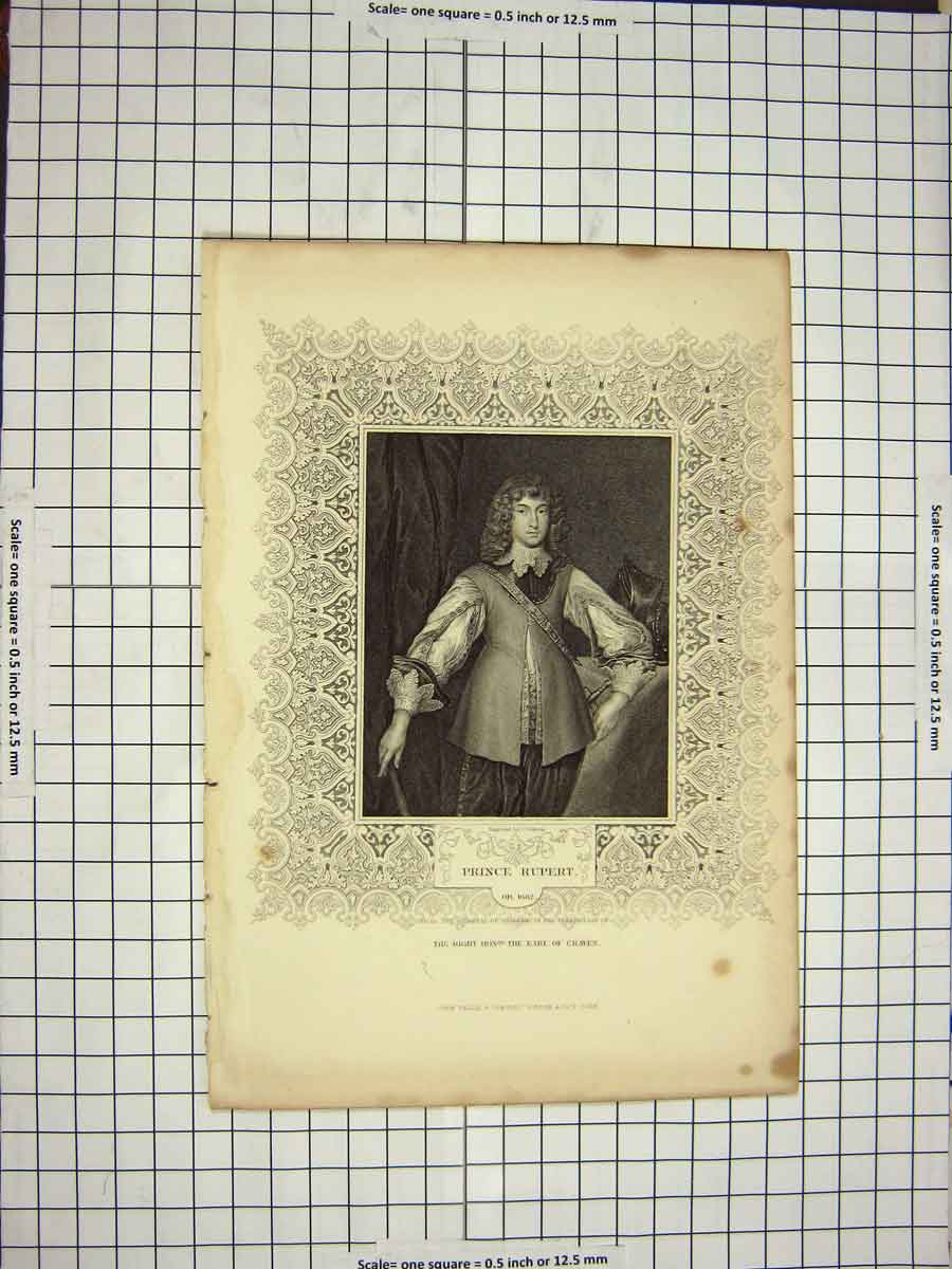 Original Old Antique Print C1790-C1900 Portrait Prince Rupert Cochran 18th