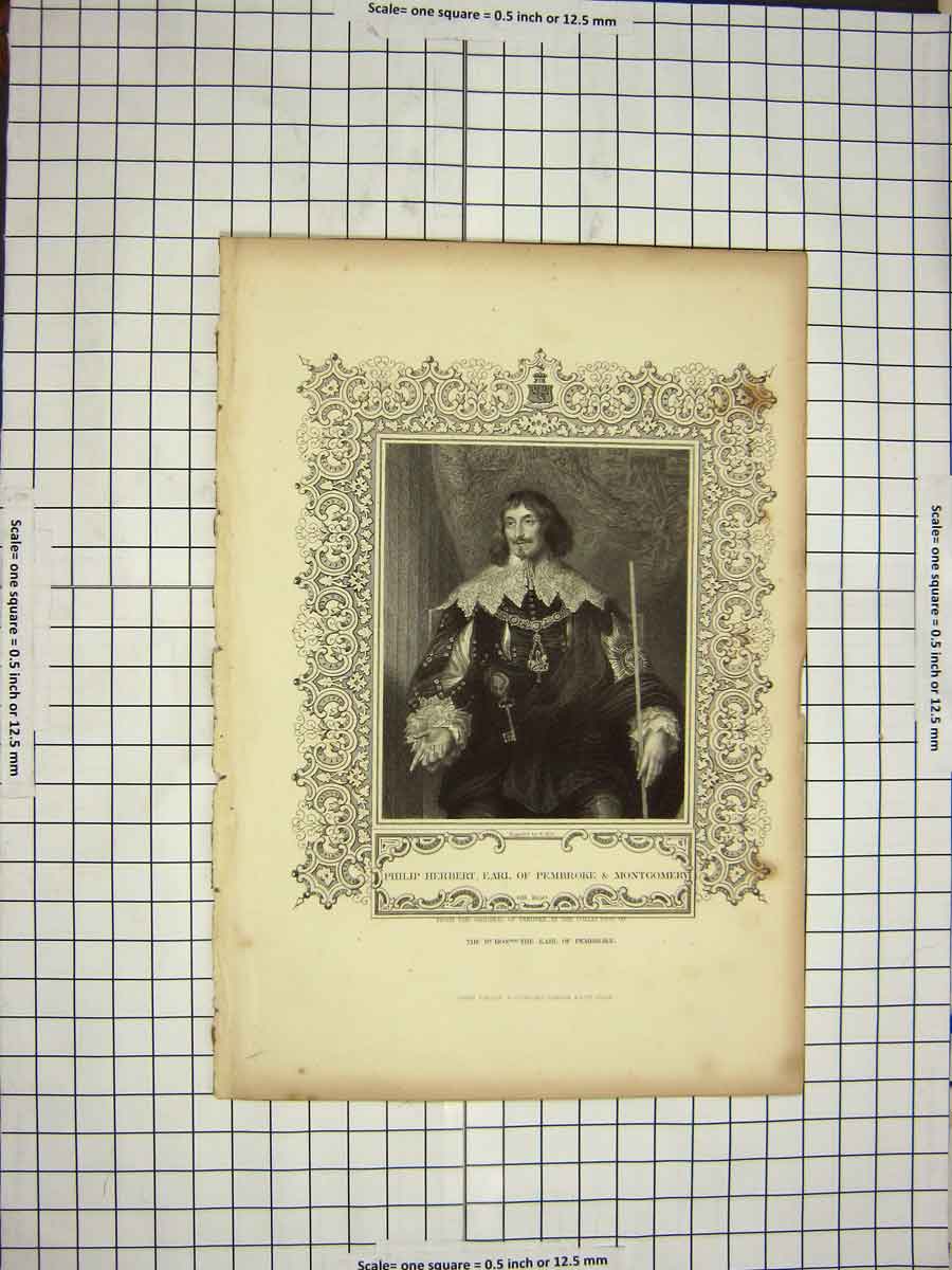 Antique Old Print Ref.560 C1790-C1900 Philip Herbert Earl Pembroke Montgomery