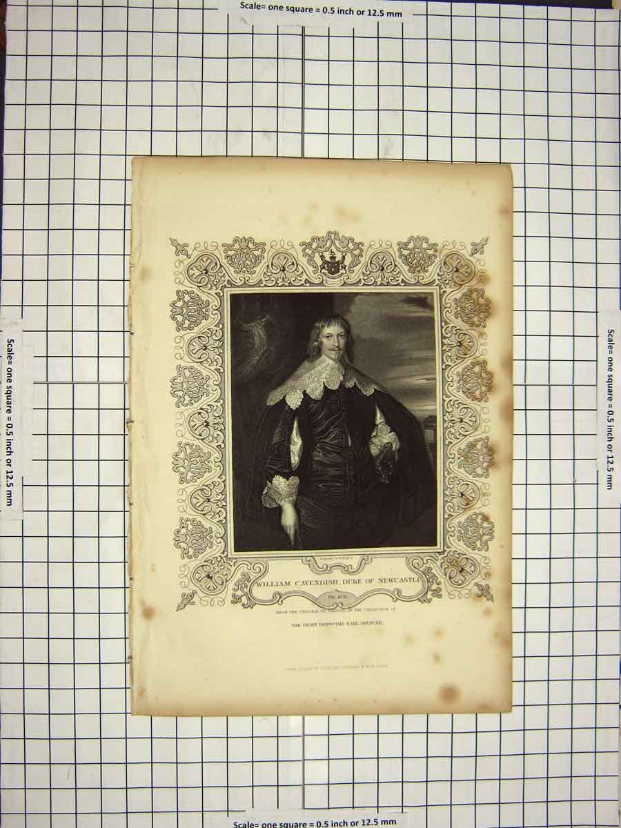 Old Antique Print C1790-C1900 Portrait William Cavendish Duke Newcastle 18th