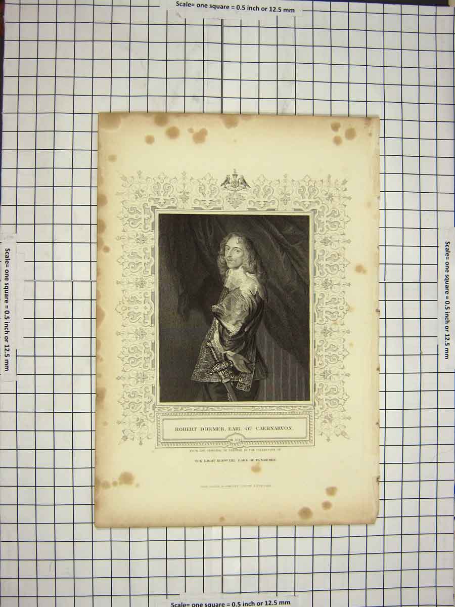Antique Old Print Ref.559 C1790-C1900 Portrait Robert Dormer Earl Caernarvon