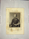 Original Old Antique Print C1790-C1900 Portrait General Canrobert Pound 18th
