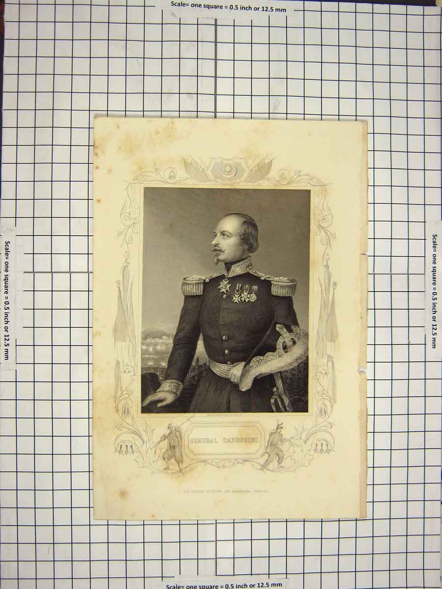 Original Old Antique Print C1790-C1900 Portrait General Canrobert Pound 18th