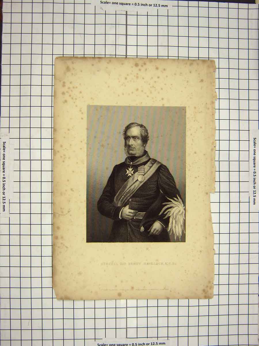 Original Old Antique Print C1790-C1900 Portrait General Sir Henry Havelock 18th