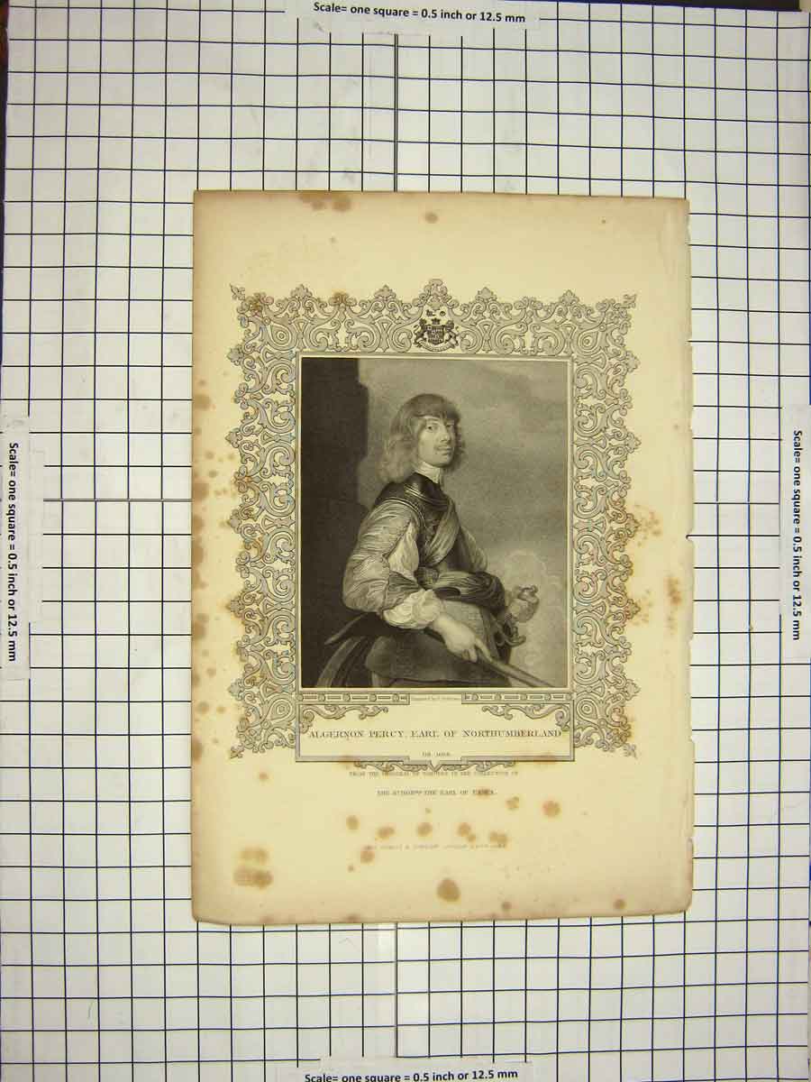 Old Antique Print C1790-C1900 Portrait Algernon Percy Earl Northumberland 18th