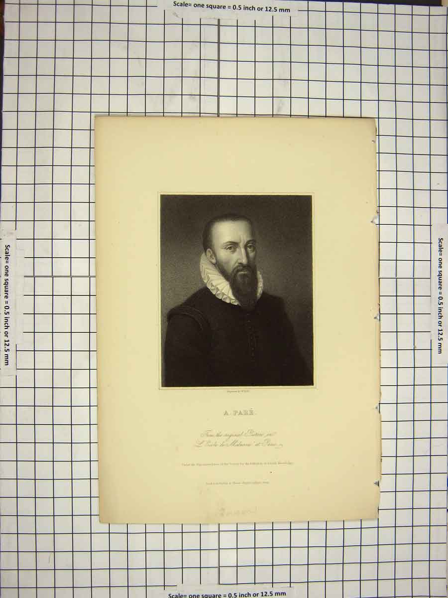 Original Old Antique Print C1790-C1900 Portrait A. Pare Holl Engraving 18th