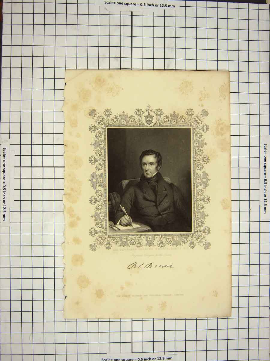 Old Antique Print C1790-C1900 Portrait Sir Benjamin Collins Brodie Bart 18th