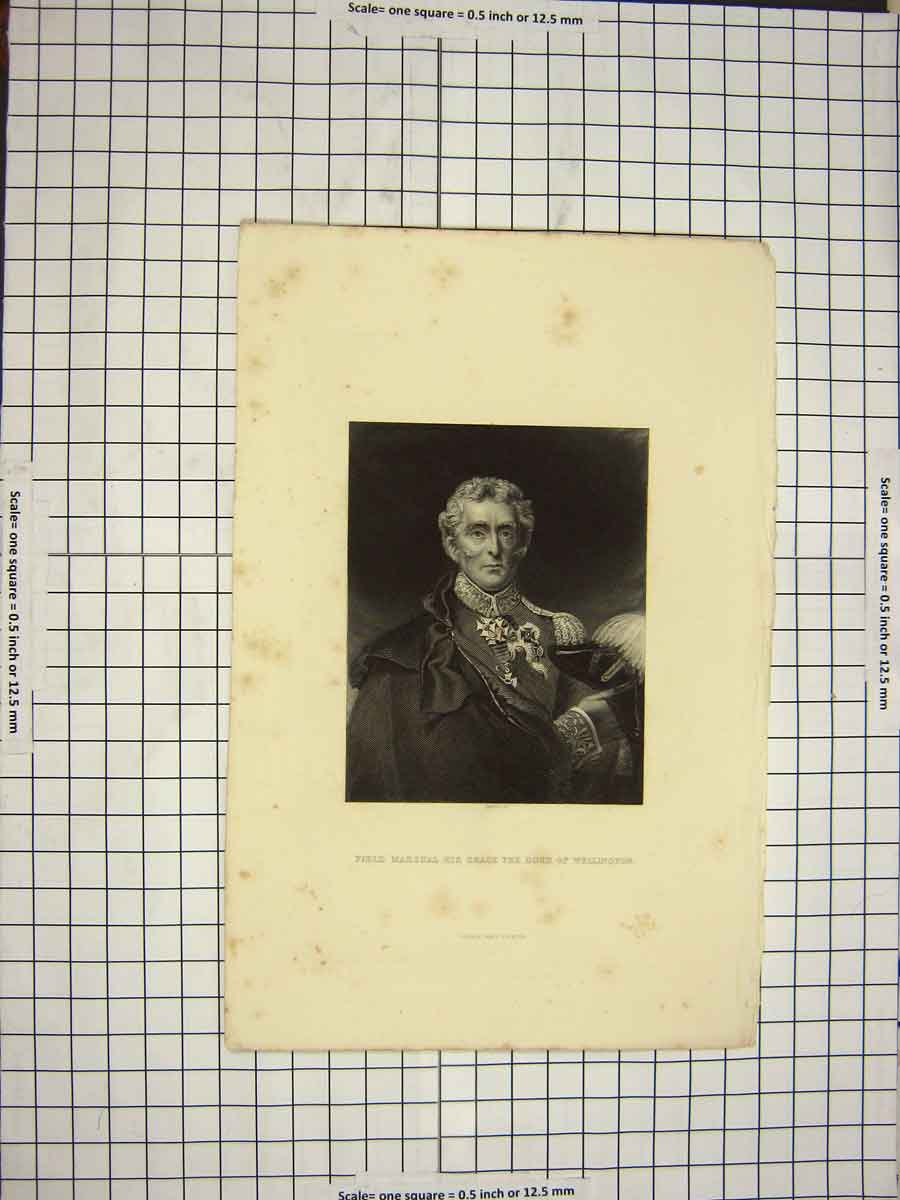 Original Old Antique Print C1790-C1900 Portrait Field Marshal Duke Wellington