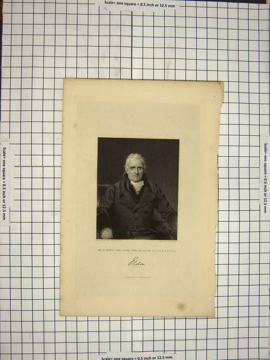 Original Old Antique Print 1831 Portrait John Scott Earl Eldon Engraving 19th