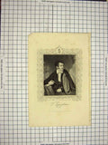 Original Old Antique Print C1790-C1900 Portrait Cambell Author Pleasures 18th