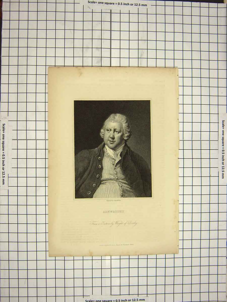Original Old Antique Print C1790-C1900 Portrait Arkwright Engraving 18th