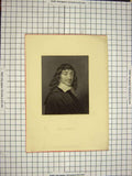 Original Old Antique Print C1790-C1900 Portrait Des Cartes Engraving 18th