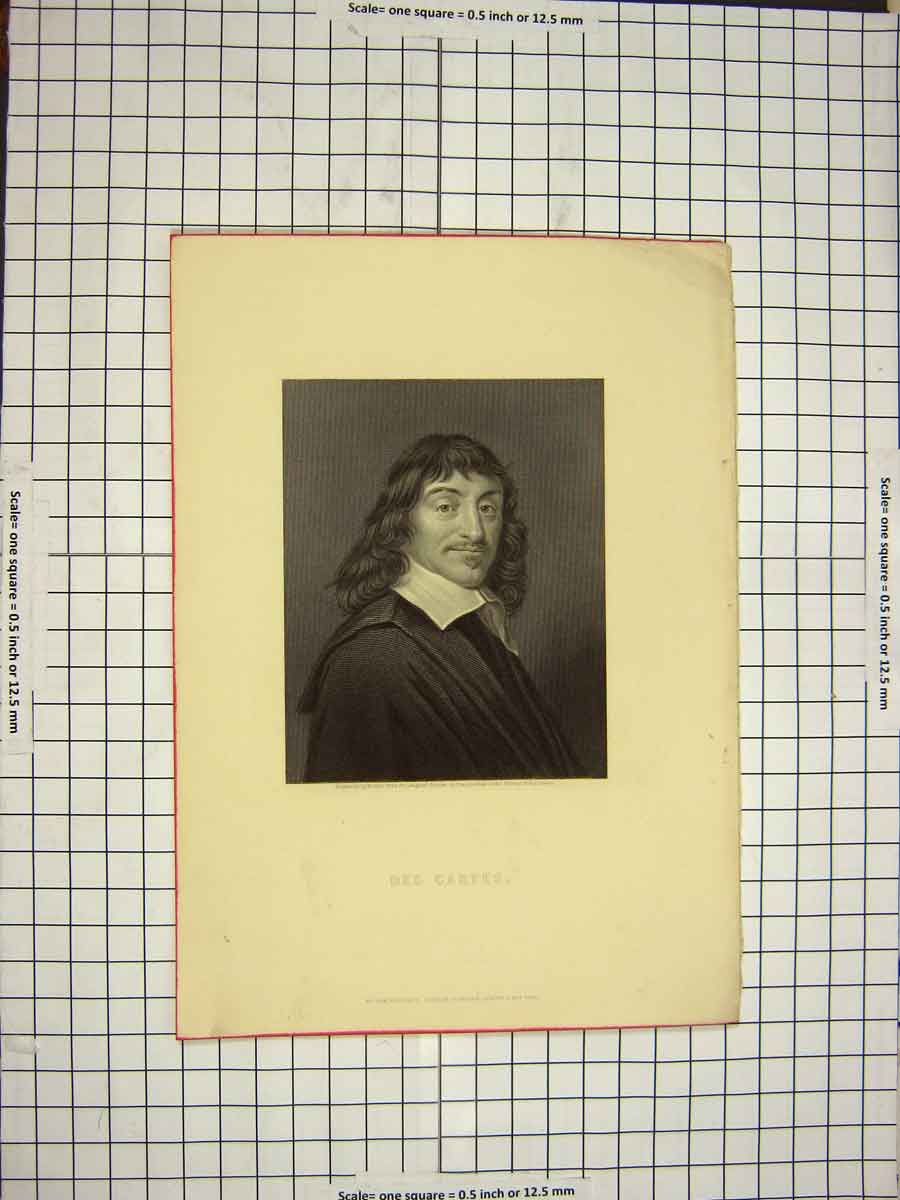 Original Old Antique Print C1790-C1900 Portrait Des Cartes Engraving 18th